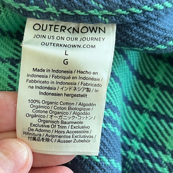 NWT OuterKnown Mens Organic Cotton Buttondown Shirt Size Large Blue and Green - Picture 10 of 13